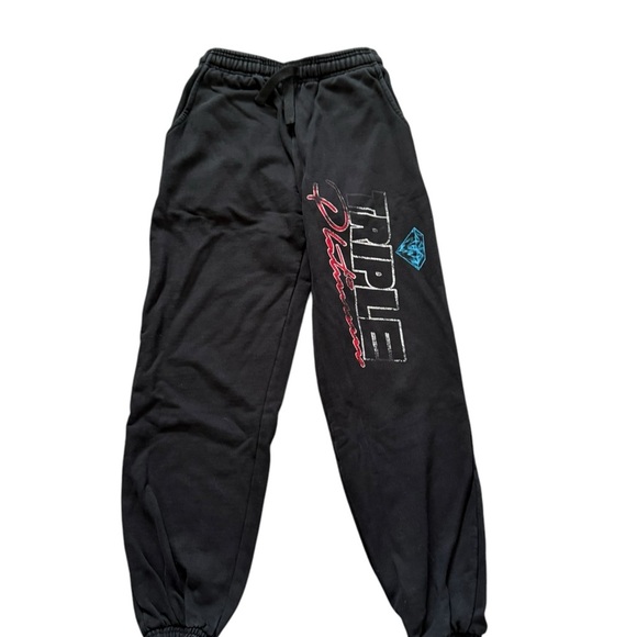 Black Graphic Sweatpants with Elastic Waistband - Picture 1 of 5